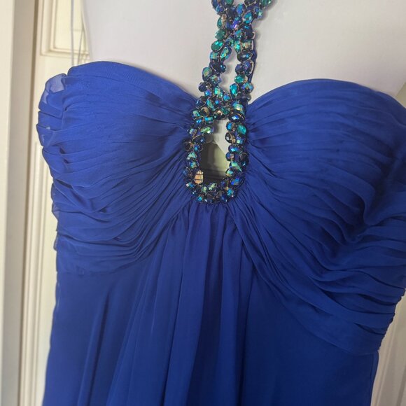 Sherry Hill Royal Blue Jeweled Prom/Formal Dress - Picture 4 of 9